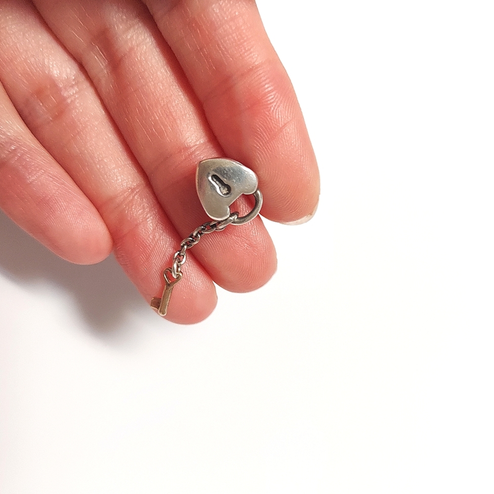 Authentic Pandora Heart Lock and Key Charm, Two Toned Silver and Gold Charm